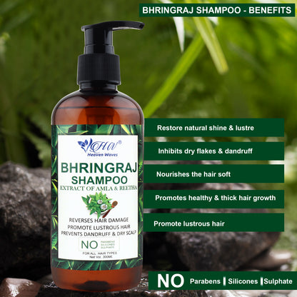 Heaven Waves Bhringraj Shampoo with Amla & Reetha Extract (300ml)